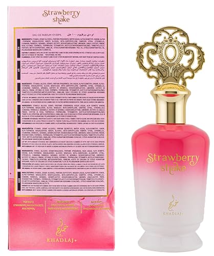 Khadlaj Strawberry Shake Eau de Parfum Spray - Musk Variation, Long-Lasting Fragrance for Women, 3.4oz / 100ml