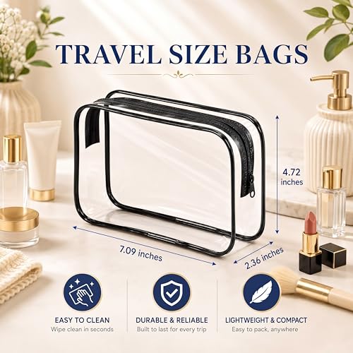 28-Pack Clear Cosmetic Bags with Zipper - Travel Makeup Organizer Set