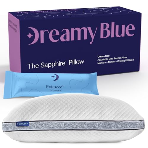 Sapphire Queen Pillow with Shredded Memory Foam & Adjustable Loft - DreamyBlue