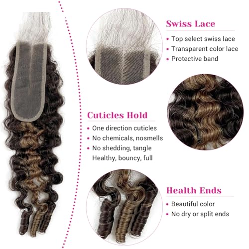 Honey Blonde Burmese Curly Closure - 14 Inch 2x6 Lace Human Hair Wig