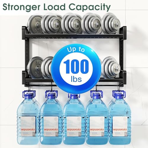 19-30 Inch Expandable Wall Mount Pot Rack with 2 Tiers, 10 Hooks & Lid Holders