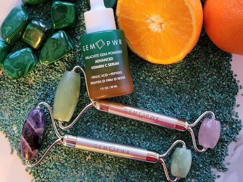 Amethyst + Jade Roller for Face and Neck Massage - Dual Gemstones, Travel Bag