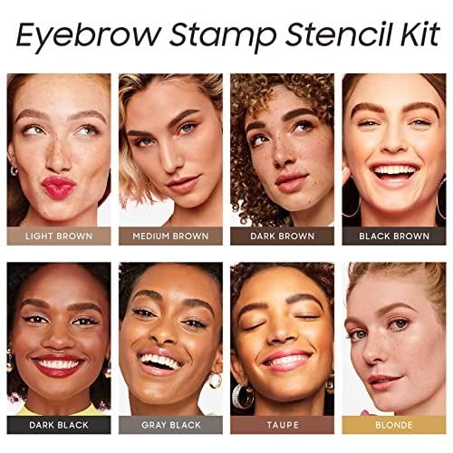 Eyebrow Stamp Stencil Kit - Eye Brow Stencil Kit for Beginners, Brow Stencil and Stamp Kit Long-lasting, Smudge-Proof & Waterproof, 24 Reusable Eyebrow Shapes Stencils for Perfect Brow (Light Brown)
