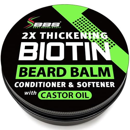 Biotin Beard Balm for Men - 2X Thickening Organic Mustache & Facial Hair Growth - Leave-In Conditioner & Hydrating Mustache Wax - Beard Variation