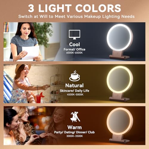 Auxmir Rechargeable 1X/30X Magnifying Makeup Mirror with Light - Rose Gold