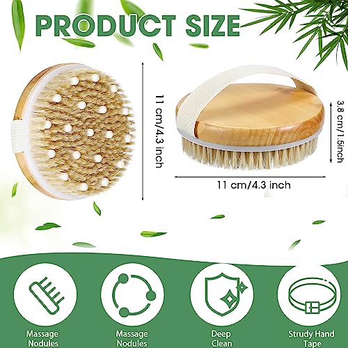 Gejoy 20 Pcs Dry Brushing Body Brush for Lymphatic Drainage Exfoliating Brush with Massage Nodule Dry Skin Body Scrubber Cellulite Shower Circulation Dead Exfoliator (4.3 x 4.3 Inches,Wood Color)