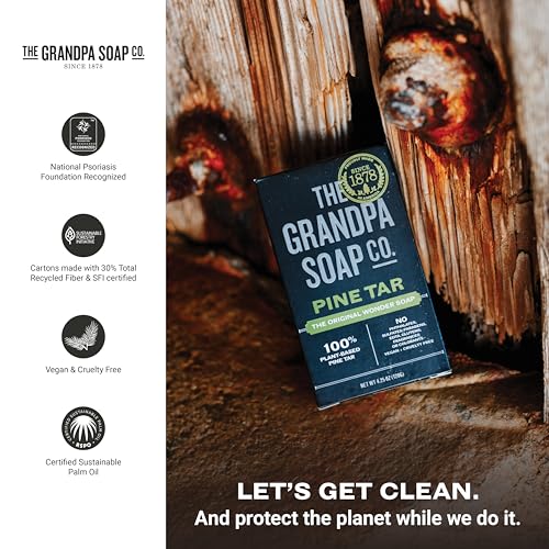 Pine Tar Bar Soap for Men - 3.25 Oz, Pack of 6, Deep Cleansing & Moisturizing