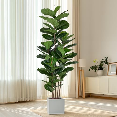 YEPDIN 6 FT Faux Fiddle Leaf Fig Tree – Tall Artificial Ficus Plant with 69 Large Fiddle Leaves