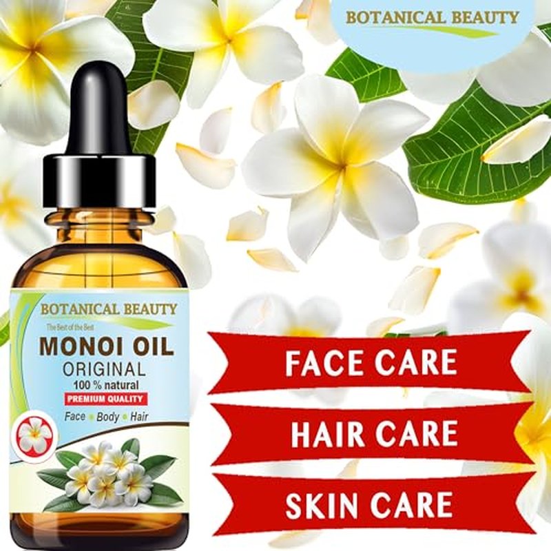 Botanical Beauty MONOI OIL Original Tiare flowers in Coconut Oil 100% Natural Pure for FACE, SKIN, BODY, HAIR, NAILS (2 Fl Oz)