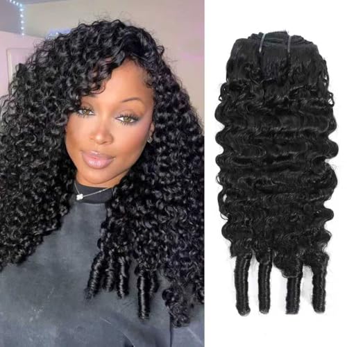 Clip-In Burmese Curly Hair Extensions - Natural Black, 12 Inch, Variation 1B