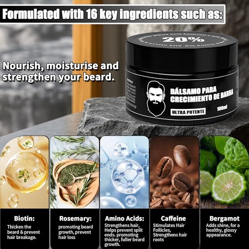 Ultra Potent Beard Growth Balm for Thicker Fuller Beard & Hair - 100ml - Variation 2