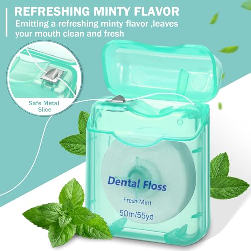 FillTouch Mini Dental Floss Bulk Pack - Mint Flavored 50m Each, Green Variation, 36 Boxes