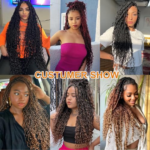 30 Inch Brown Goddess Faux Locs Crochet Hair - Boho Curly Locs, 8 Packs, Variation T30#