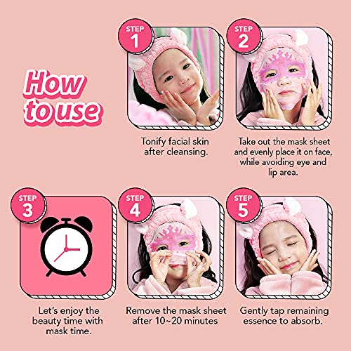 Kids Face Mask Sheets for Children - Peach and Ballerina 10 Pack, Hypoallergenic Cotton, Soothing & Hydrating