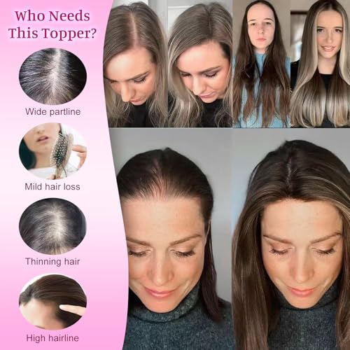 Dark Brown 20-Inch Clip-In Hair Topper for Thinning Hair - Easy Wear & Natural Look