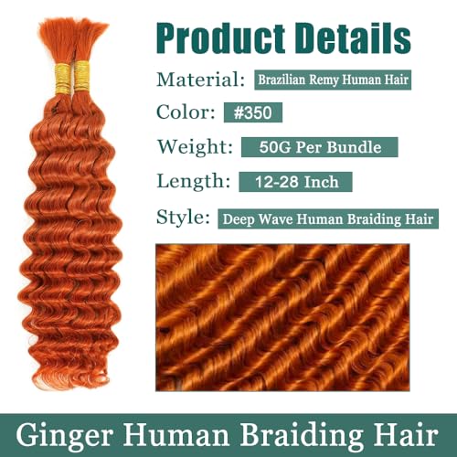 Bulk-#350 Orange Human Boho Braiding Hair 20 Inch 2 Bundles for Braids