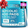 Elvira Glycolic Acid Exfoliating Facial Pads With 10% Glycolic Acid, 2% Salicylic Acid & Niacinamide - 60 Toner Pads, Daily Peel Treatment for Acne Prone Sensitive Skin