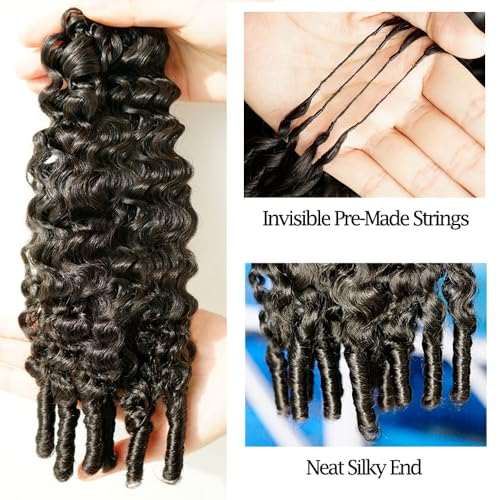 16 Inch Burmese Curly Human Hair Crochet Extensions - Knotless & Pre-Looped 60g