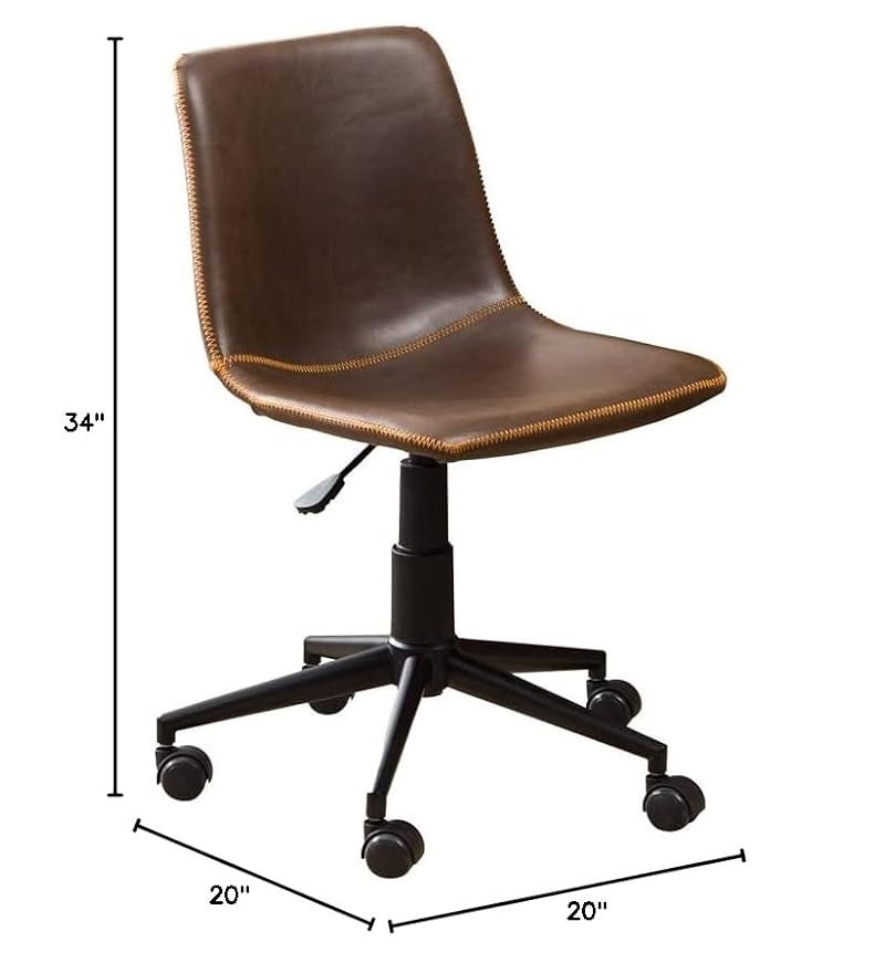 Roundhill Furniture Cesena Faux Leather Swivel Office Chair - Brown