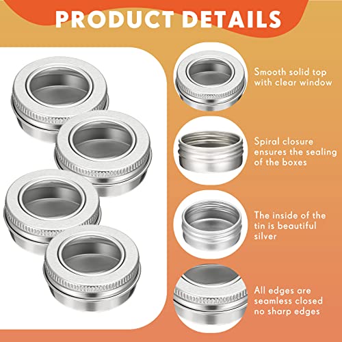 50 Pcs Aluminum Refillable Cosmetic & Lip Balm Containers 1 oz - Clear Top Screw Lid
