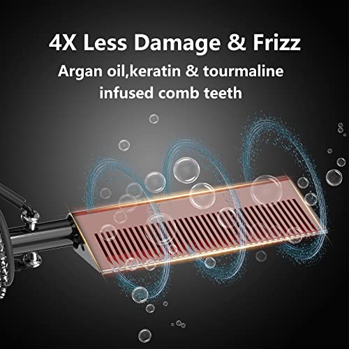 Black LCD Digital Display Diamond Hot Comb - 13.1x2.3in, 500°F, Adjustable Temp for All Hair Types - DAN Technology