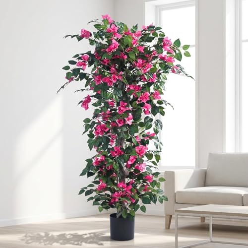 Pink Artificial Bougainvillea Tree - 5FT Faux Flower Tree for Indoor & Outdoor Decor