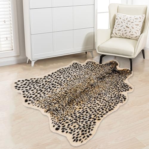 Asuprui Faux Leopard Rug 6'7" x 5'4" – Realistic Cheetah Print Area Rug, Bedroom Decor