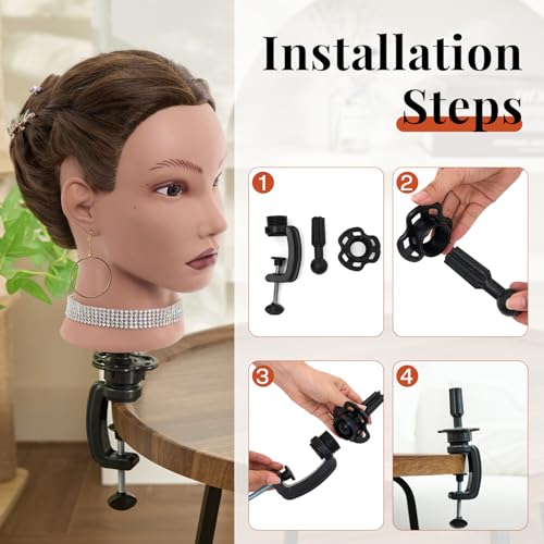 20 Inch Human Hair Mannequin Head for Hair Styling Practice - Real Hair with Clamp