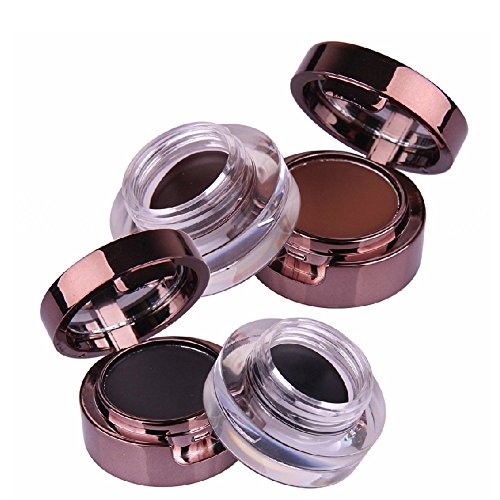 UCANBE 4 in 1 Black Brown Eyeliner Gel and Eyebrow Powder Makup Set Professional Water-proof Long Lasting Eye Liner Brow Kit with Double Ended Brush
