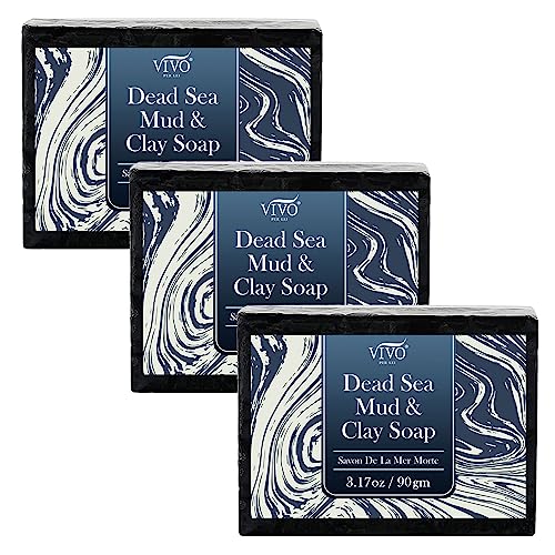 Vivo Per Lei Dead Sea Soap Bar - Face Soap for Women - Contains Dead Sea Salt, Charcoal - 3.17 Oz - Pack of 3