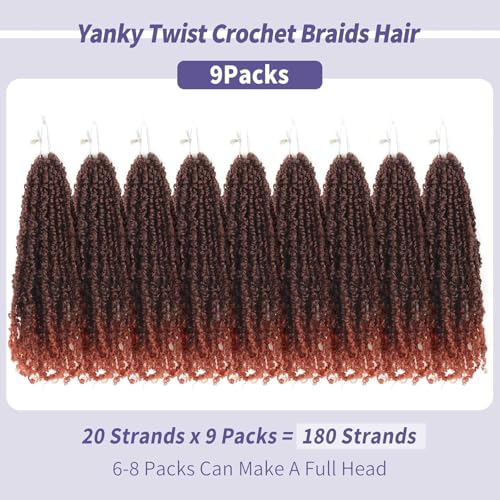 Yanky Twists Crochet Hair 12 Inch 9 Packs Curly Bohemian Passion Twist Extension T350#