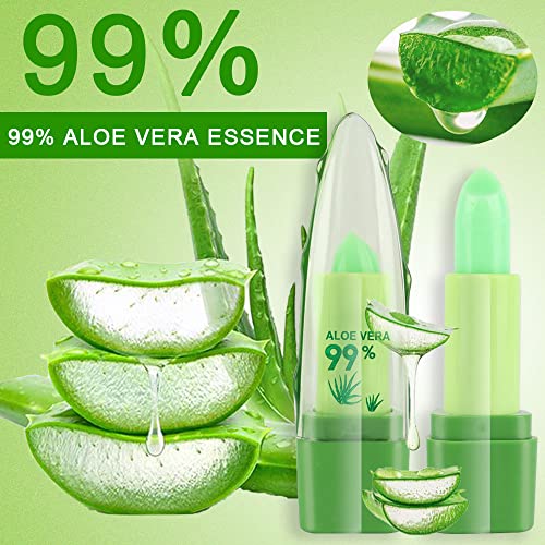 BINGBRUSH Aloe Vera Color Changing Green Lipstick Queen, Long Lasting Lip Care Nutritious Lip Balm Moisturizer Magic PH Lipstick Temperature Change Lip Gloss Makeup Set for Women (3Pcs Aloe Vera)