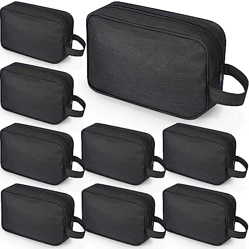 Sweetude 9 Pieces Large Toiletry Bag for Men and Women Black Toiletry Travel Bag Bulk Water Resistant Shaving Organizer with Hanging Handle Divider Foldable Cosmetic Pouch for Cosmetics Accessories