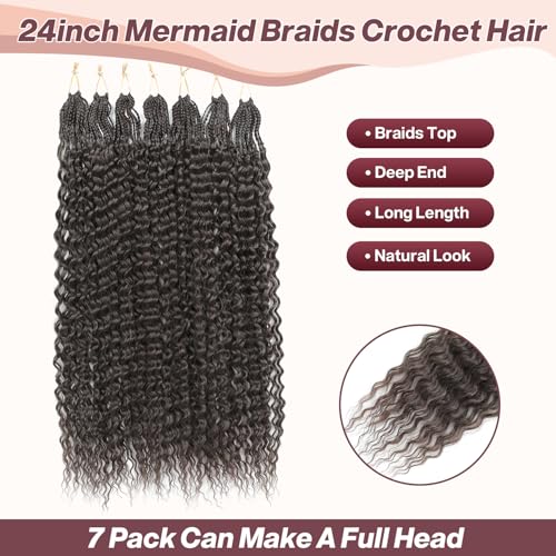 Deep Wave Crochet Hair 24 Inch 7 Packs Water Wave Synthetic Hair for Black Women