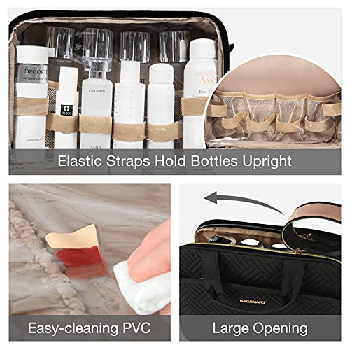 BAGSMART Medium Toiletry Bag for Women - Water-Resistant, Black