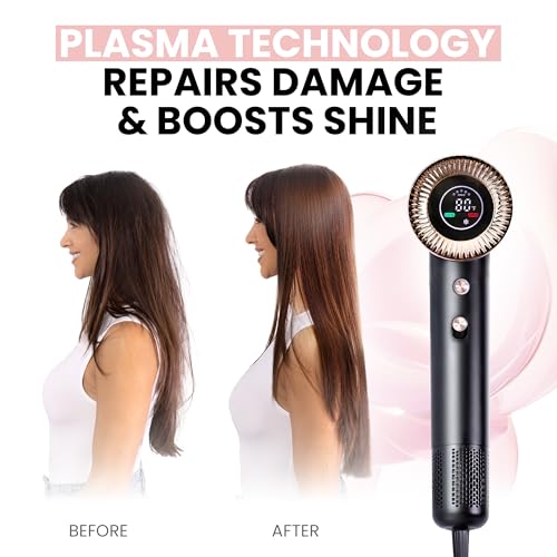 Ella Bella Compact Plasma Hair Dryer Black - Rapid Drying & Quiet Styling