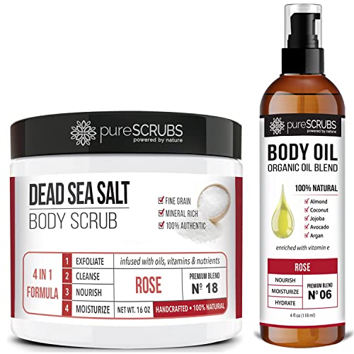 pureSCRUBS Rose Body Scrub + Rose Body Oil Bundle