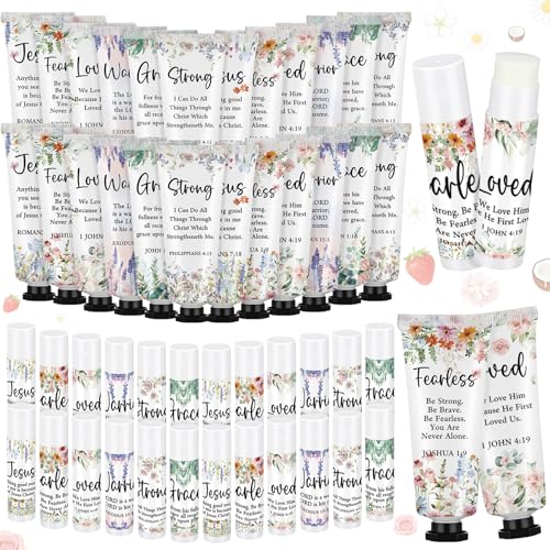 Loopeer 24-Piece Christmas Bible-Themed Hand Cream & Lip Balm Set for Women