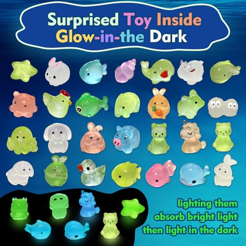 Kids Bath Bombs with Surprise Glow Toys - 30 Pack Safe Bubble Fizzies