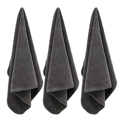 POLYTE Microfiber Hair Salon Towels 16x29 in - Dark Gray, 8 Pack, Quick Dry, Ultra-Absorbent