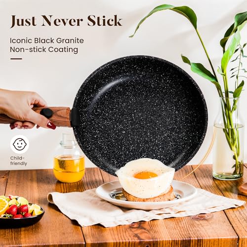 Black Removable Handle Induction Pots and Pans Set - 10 Piece Non-Stick Cookware for RV & Camping