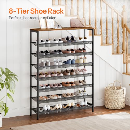 8-Tier Shoe Rack for Entryway - Large Capacity Shoe Organizer, Rustic Brown & Black, 39.4W Variation of THIS listing
