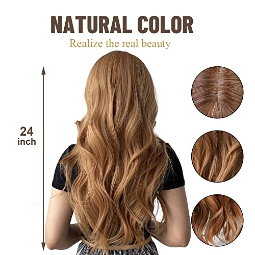 Long Wavy Strawberry Blonde Wigs for Women - 24 Inch Synthetic Heat-Resistant Hair, Natural Style - Variation: Strawberry Blonde 8044