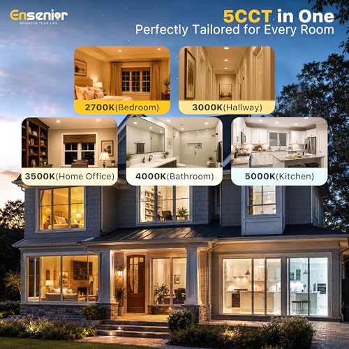 8 Inch Dimmable LED Recessed Light 5CCT Canless Wafer - Energy Saving, Easy Install