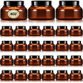 8 oz Plastic Cosmetic Jars with Lids & Labels - 24 Pack, Brown - Reusable & Leakproof