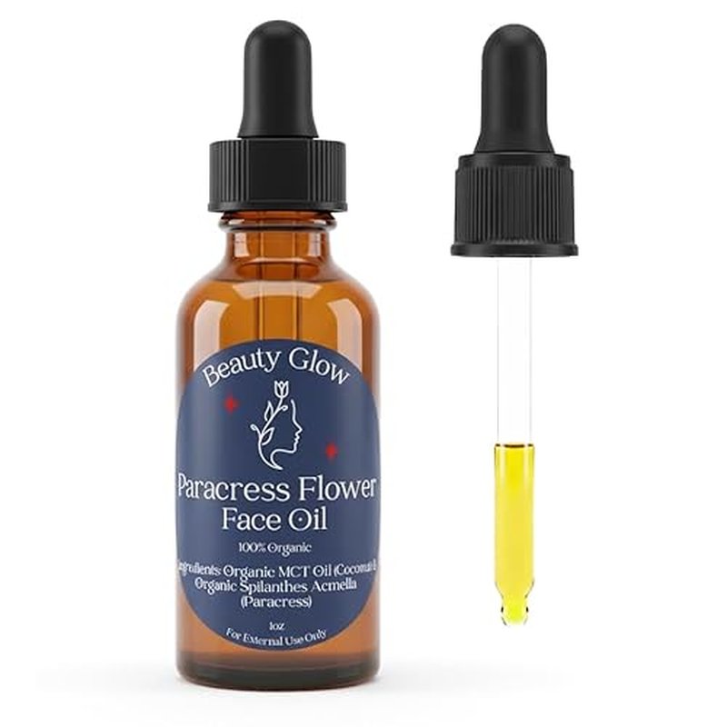 100% Organic Paracress Flower Spilanthes Facial Oil Serum for Face MCT Coconut Oil Infused with Paracress Spilanthes Acmella Oleracea Flowers for Anti-Aging Anti-Wrinkle Moisturizing Miracle 1 Fl Oz