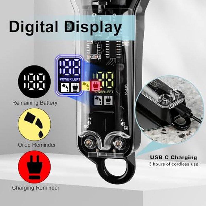 8-Pack Cordless Hair Clippers for Men Small Portable Hair Trimmer with LED Display Stainless Steel Blades for Self Haircut & Home Grooming