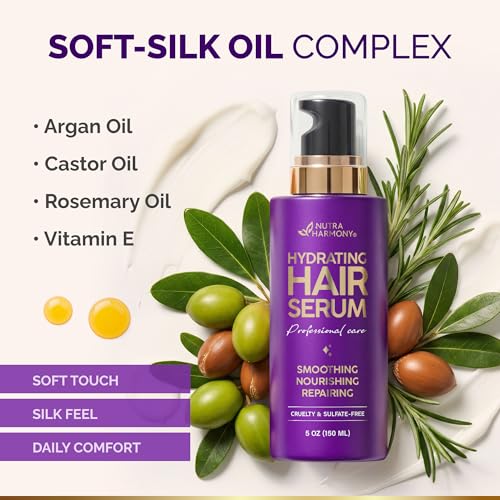 Hydrating Hair Serum for Dry Frizzy & Damaged Hair 5 Fl Oz Pack of 2