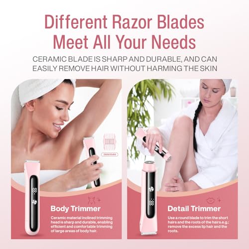 Pink Women's Cordless 2-in-1 Bikini Trimmer with LED Display