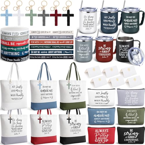Patelai 36 Pcs Christian Gift Set for Women - Bible Mugs, Tote & More